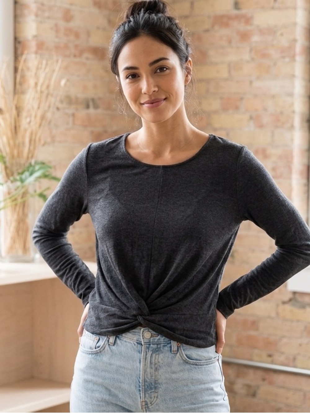 Amour Vert Shantel Drape Front Crop Top